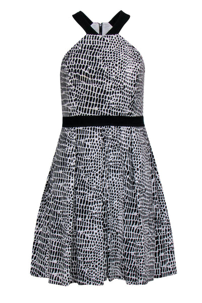 Current Boutique-Trina Turk - Black & White Spotted Woven Cotton A-Line Dress Sz 2