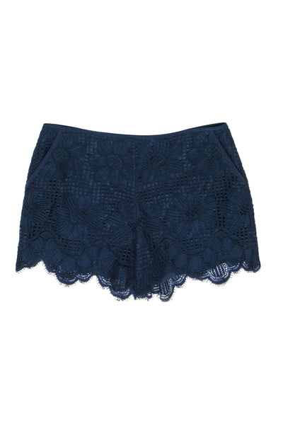 Current Boutique-Trina Turk - Navy Blue Lace Shorts Sz 10