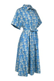 Current Boutique-Tucker - Blue & Beige Kaleidoscope Print Short Sleeve Button Front Dress Sz M