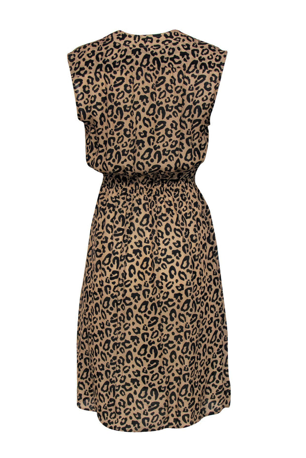 Current Boutique-Tucker - Leopard Print Half Button-Up Sleeveless A-Line "Kitty Day Dreamer" Dress Sz M