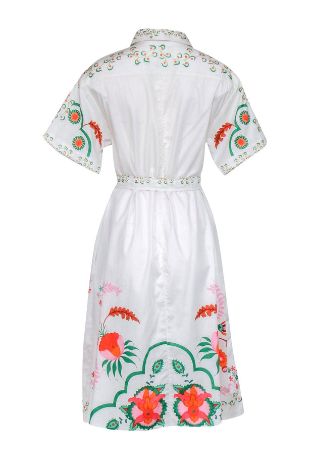Current Boutique-Tucker - Multi-Color Floral Print Midi Shirt Dress w/ Pockets Sz M