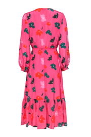 Current Boutique-Tucker - Pink, Red & Green Floral Print Smocked Waist Maxi Dress Sz L