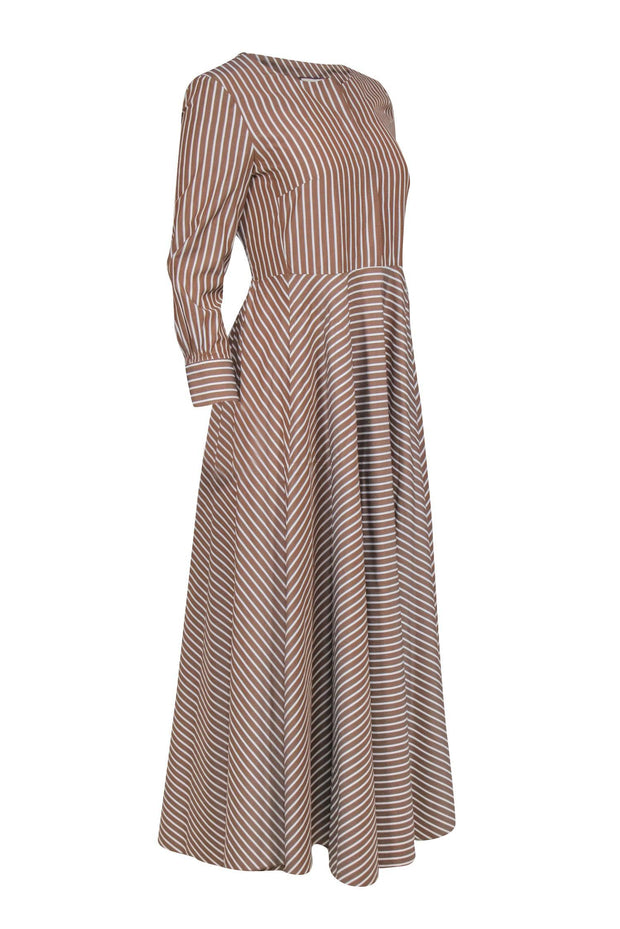 Current Boutique-Tuckernuck - Tan & White Stripe Long Sleeve Maxi Dress Sz XS