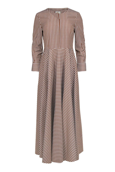 Current Boutique-Tuckernuck - Tan & White Stripe Long Sleeve Maxi Dress Sz XS