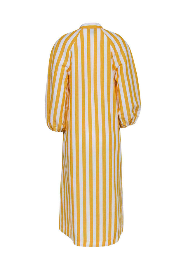 Current Boutique-Tuckernuck - Yellow & White Vertical Striped Long Sleeve Maxi Dress Sz S