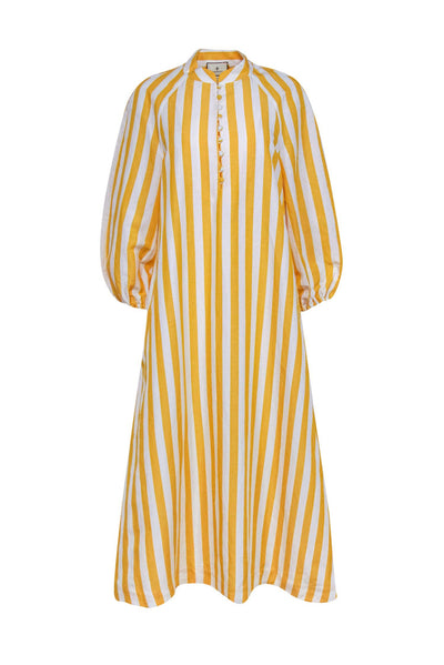 Current Boutique-Tuckernuck - Yellow & White Vertical Striped Long Sleeve Maxi Dress Sz S