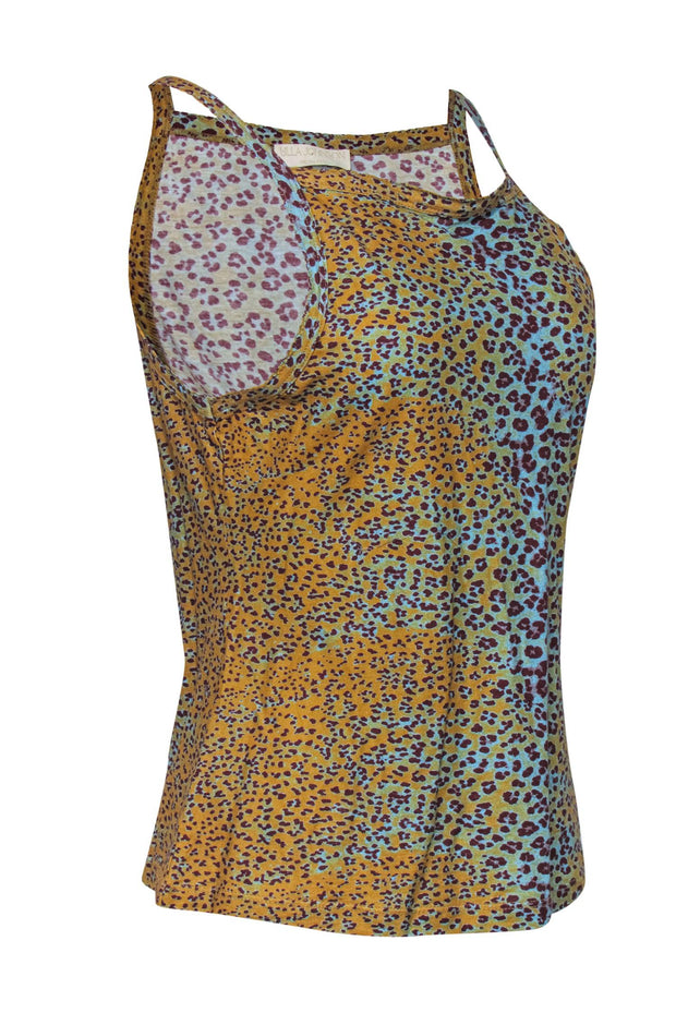 Current Boutique-Ulla Johnson - Maroon, Turquoise, & Orange Leopard Print Tank Sz M