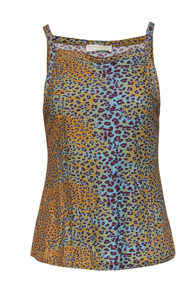 Current Boutique-Ulla Johnson - Maroon, Turquoise, & Orange Leopard Print Tank Sz M