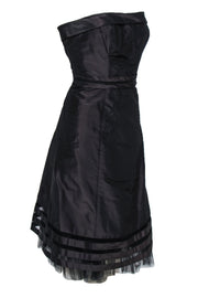 Current Boutique-Vera Wang - Dark Brown Strapless Silk A-Line Dress w/ Tulle Underlay Sz 10