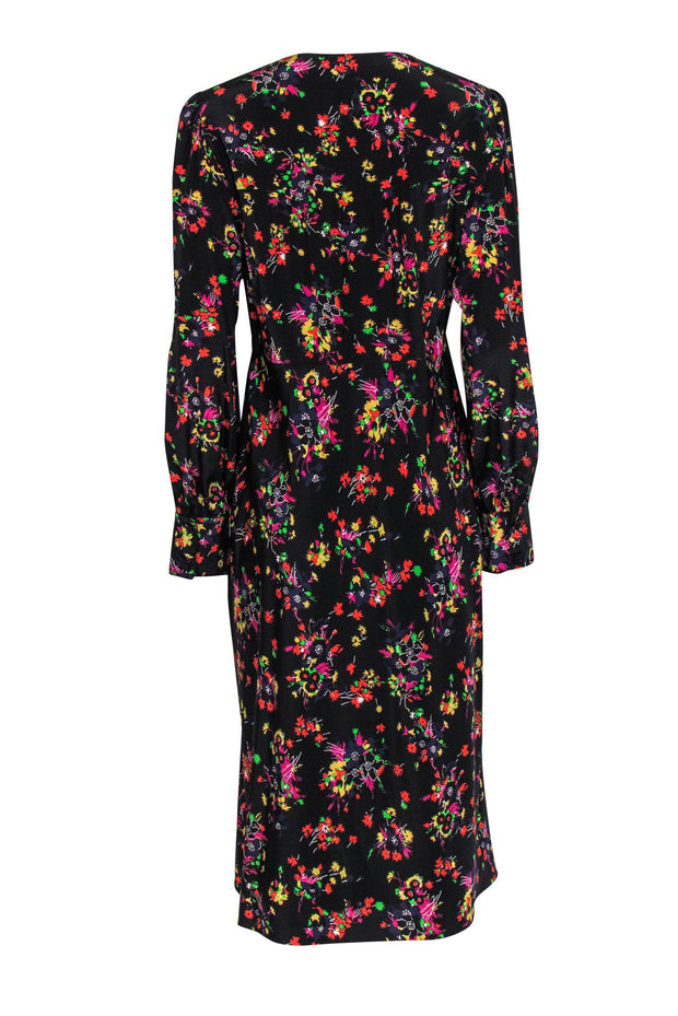 Current Boutique-Veronica Beard - Black Floral Printed Silk Maxi Dress Sz 14