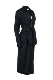 Current Boutique-Veronica Beard - Black Long Sleeve Button Down Maxi Shirt Dress Sz 8