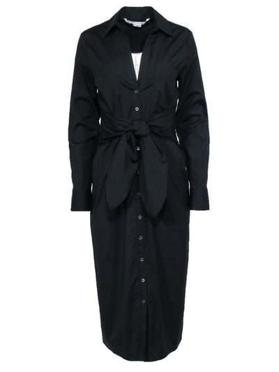 Current Boutique-Veronica Beard - Black Long Sleeve Button Down Maxi Shirt Dress Sz 8