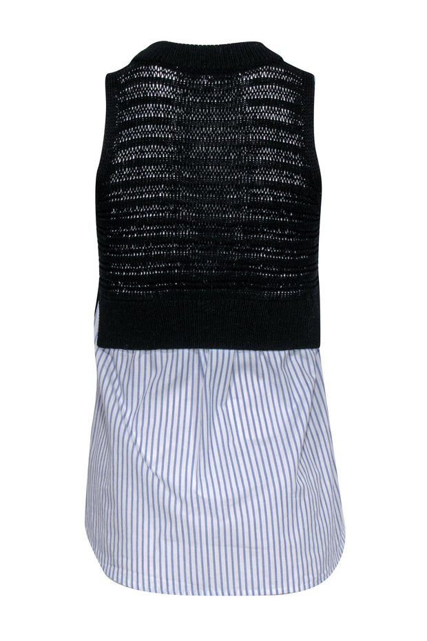 Current Boutique-Veronica Beard - Black Open Knit Sleeveless Sweater Sz XS