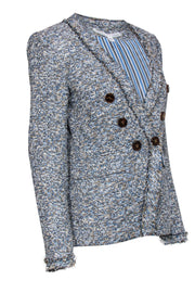 Current Boutique-Veronica Beard - Blue & Cream "Cedric" Marbled Tweed Blazer Sz 8