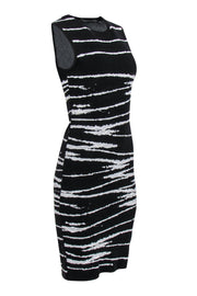 Current Boutique-Versace - Black & White Striped Wool Blend Knit Sheath Dress Sz 6