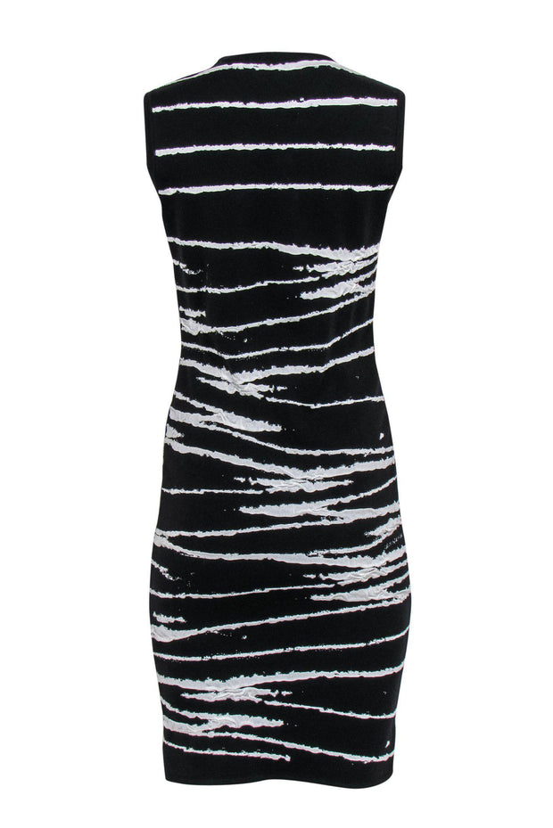 Current Boutique-Versace - Black & White Striped Wool Blend Knit Sheath Dress Sz 6