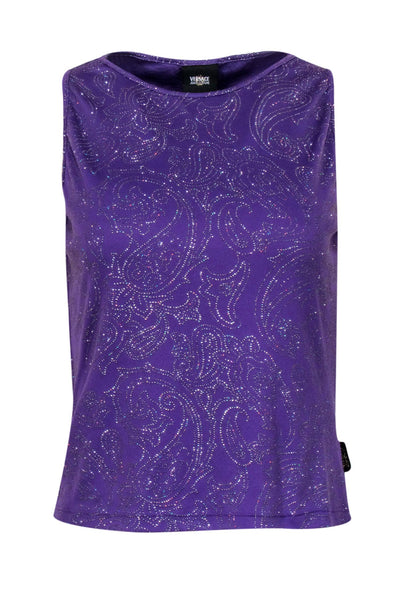 Current Boutique-Versace Jeans Couture - Purple Embellished Sparkling Tank Sz M