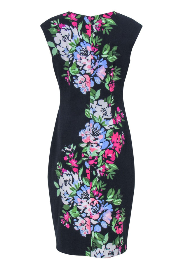 Current Boutique-Vince Camuto - Navy & Pink Floral Midi Sheath Dress Sz 10