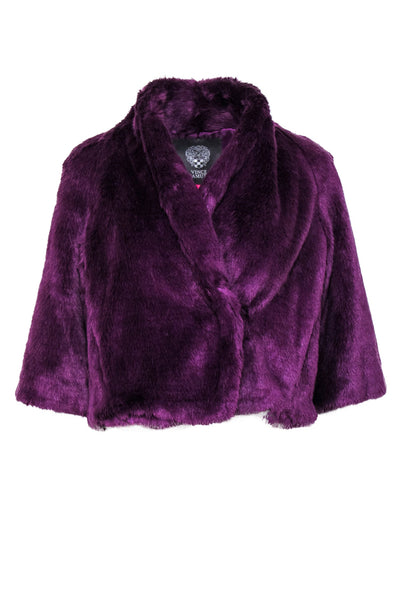 Current Boutique-Vince Camuto - Purple Faux Fur Plush Cropped Jacket Sz XS