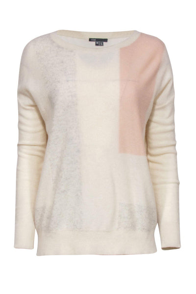 Current Boutique-Vince - Cream, Grey & Pink Colorblocked Cashmere Sweater Sz XS
