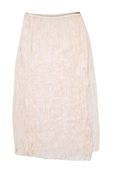 Current Boutique-Vince - Ivory Pleated Slip Style Midi Skirt w/ Side Slit Sz M