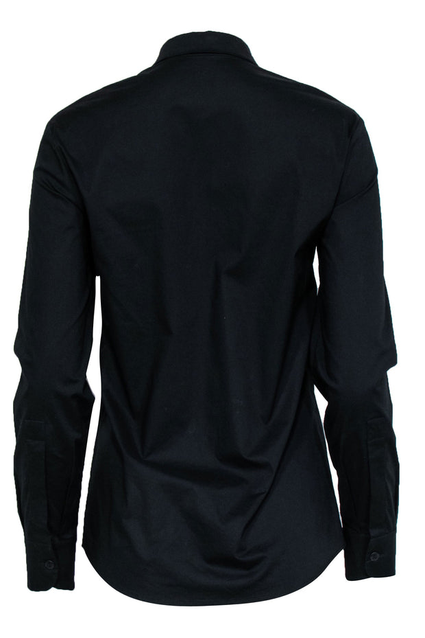 Current Boutique-Vivetta - Black Button-Up Cotton Blouse w/ Face & Hands Outline Sz XS