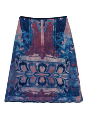 Current Boutique-Vivienne Tam - Blue & Pink Mesh Midi Skirt w/ Goddess Graphic Sz 2
