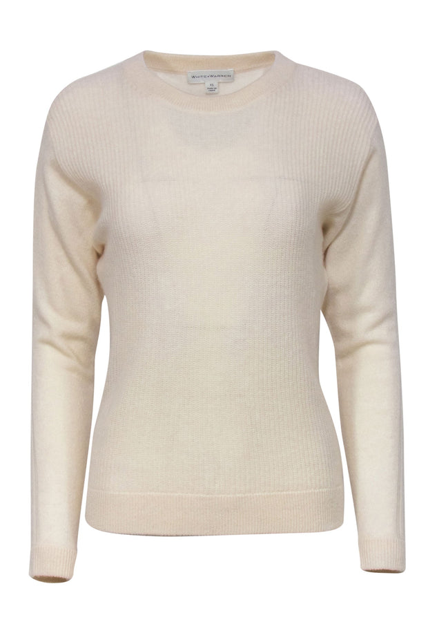 Current Boutique-White & Warren - Cream Ribbed Cashmere Pullover Sweater Sz XS