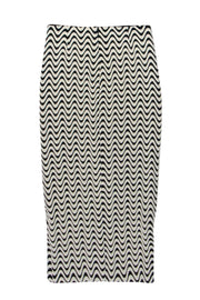 Current Boutique-Yigal Azrouel - Black & White Wavy Ribbed Knit Skirt Sz 2