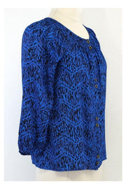 Current Boutique-Yumi Kim - Blue & Black Print Silk Blouse Sz XS
