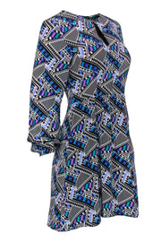 Current Boutique-Yumi Kim - Multicolored Graphic Keyhole Silk Dress Sz S