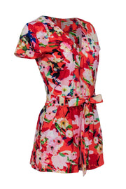 Current Boutique-Yumi Kim - Orange & Multi Floral Short Sleeved Romper Sz XS