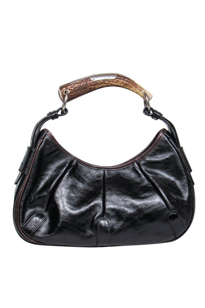 Yves Saint Laurent - Black Leather Shoulder Bag w/ Antler Handle