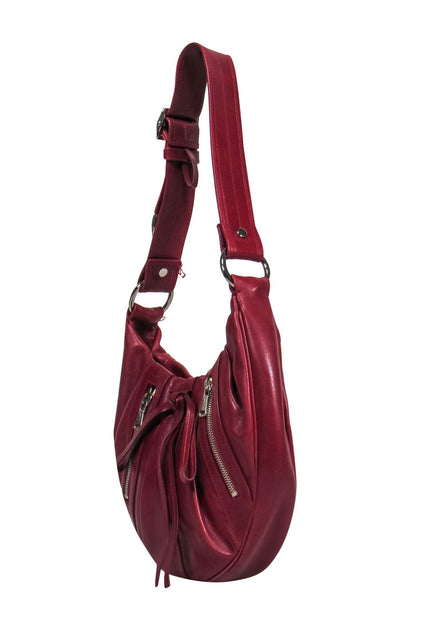 Yves Saint Laurent - Oxblood Leather Rounded Shoulder Hobo Bag – Current  Boutique