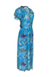 Current Boutique-Zadig & Voltaire - Blue Abstract Printed Ruffle Maxi Dress Sz S