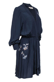Current Boutique-Zadig & Voltaire - Navy "Remember Strass" Mini Dress w/ Rhinestone Flowers Sz L