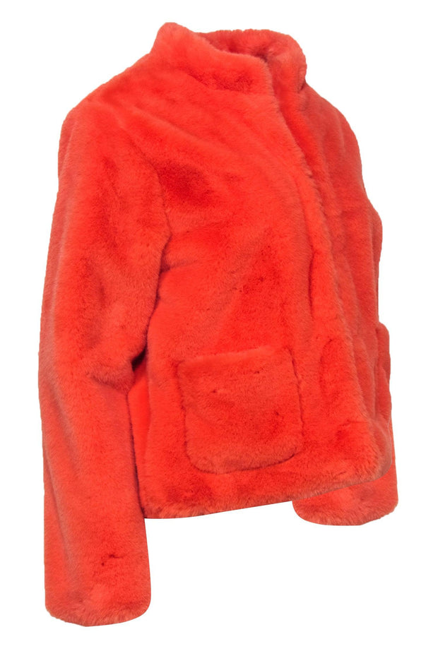 Current Boutique-dRA - Orange Faux Fur Clasped Jacket Sz M