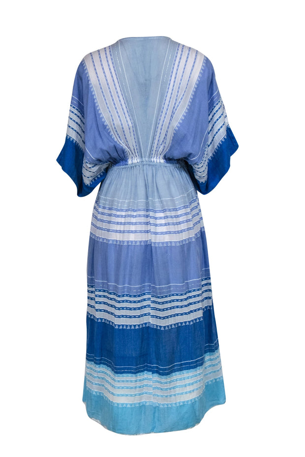 Current Boutique-lemlem - Blue & White Striped Cotton Maxi Dress w/ Metallic Threading Sz S