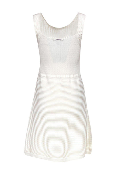 Nanette Lepore - Cream Sleeveless Knit Fit & Flare Dress Sz L Nanette Lepore - Cream Sleeveless Knit Fit & Flare Dress Sz L
