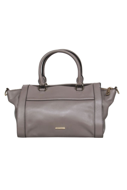 Rebecca Minkoff - Taupe Leather Zipper Top Satchel