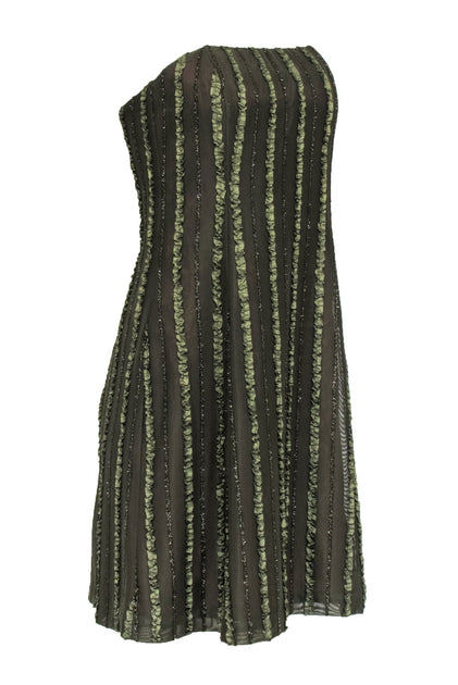 Robin Jordan - Olive Green Strapless Dress w/ Metallic Ruffles Sz 2 Robin Jordan - Olive Green Strapless Dress w/ Metallic Ruffles Sz 2