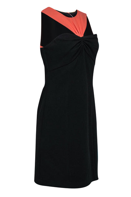 Shoshanna - Black & Coral Colorblock Cocktail Dress w/ Shoulder Cutouts Sz 8 Shoshanna - Black & Coral Colorblock Cocktail Dress w/ Shoulder Cutouts Sz 8