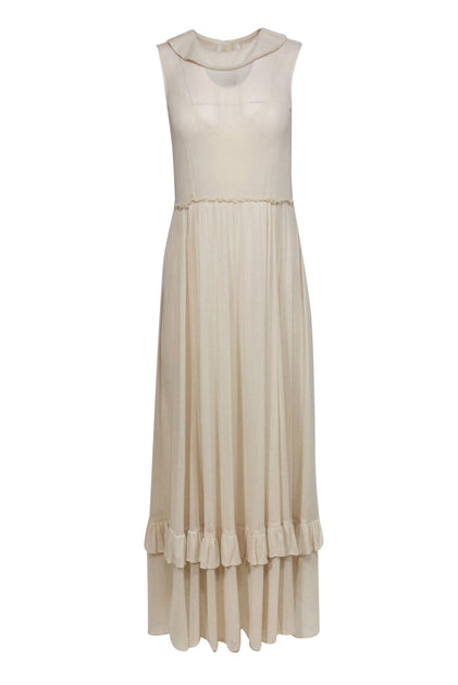 cream silk maxi dress The Great