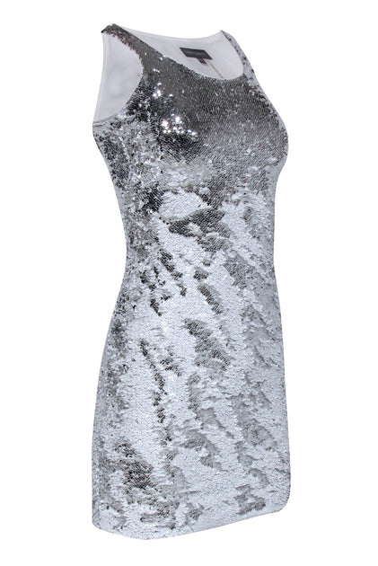 slim fit dress slacks White/Silver Sequin Slink Dress – Pellone Collection main image 1