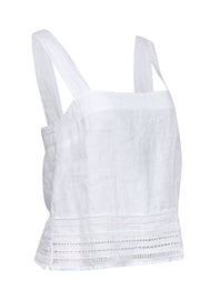 Current Boutique-120% Lino - White Linen Square Neckline Tank Blouse Sz 6