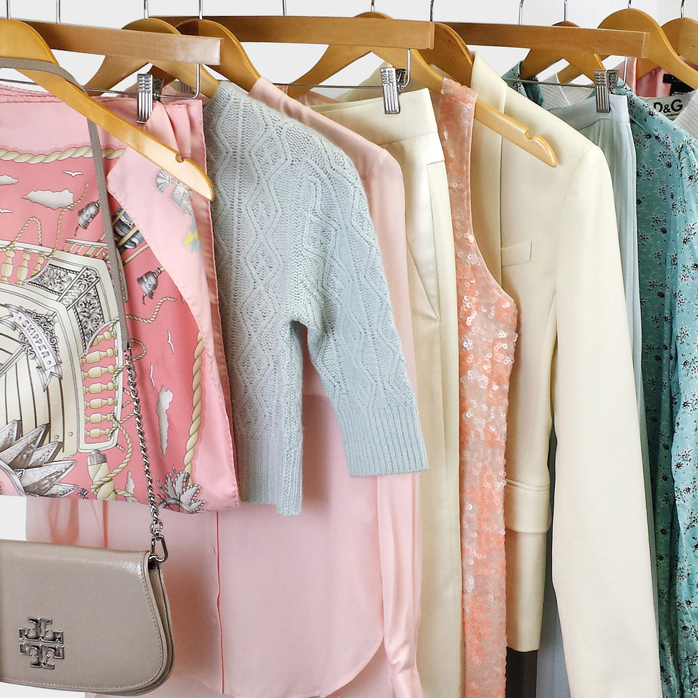 Designer garments inspected at Current Boutique