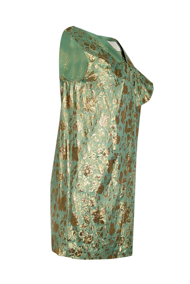 3.1 Phillip Lim - Mint Green and Metallic Gold Floral Brocade Shift Dr 3.1 Phillip Lim - Mint Green and Metallic Gold Floral Brocade Shift Dr