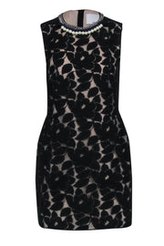 Current Boutique-3.1 Phillip Lim - Black & Beige Floral Lace Dress w/ Detailed Neckline Sz 8