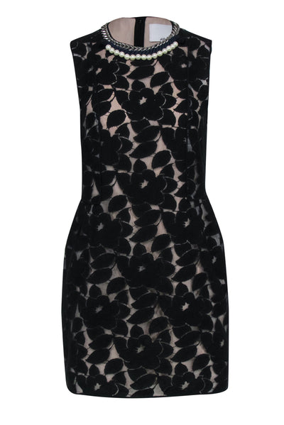 Current Boutique-3.1 Phillip Lim - Black & Beige Floral Lace Dress w/ Detailed Neckline Sz 8