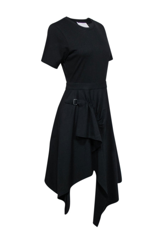 Current Boutique-3.1 Phillip Lim - Black Short Sleeve Dress w/ Ruched Bottom Detail Sz 4